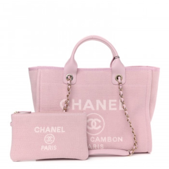 CHANEL Mixed Fibers Small Deauville Tote Pink 22S